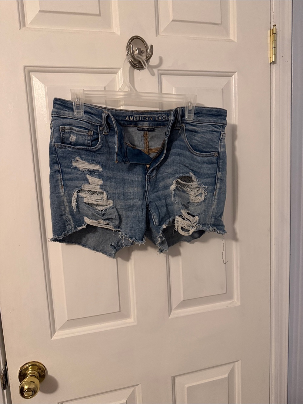 American Eagle Outfitters Distressed Denim Jean Shorts - Light Blue